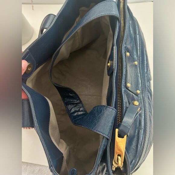 Marc Jacobs Midnight Blue Leather Tote Chic Everyday Carryall - Picture 5 of 11